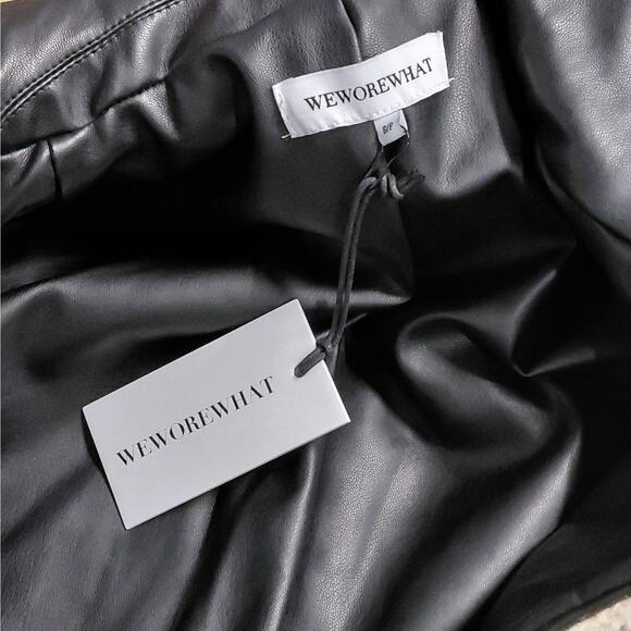WeWoreWhat Womens Oversized Faux Fur Blazer Jacket Small Ivory Vegan Leather NWT - Picture 11 of 15